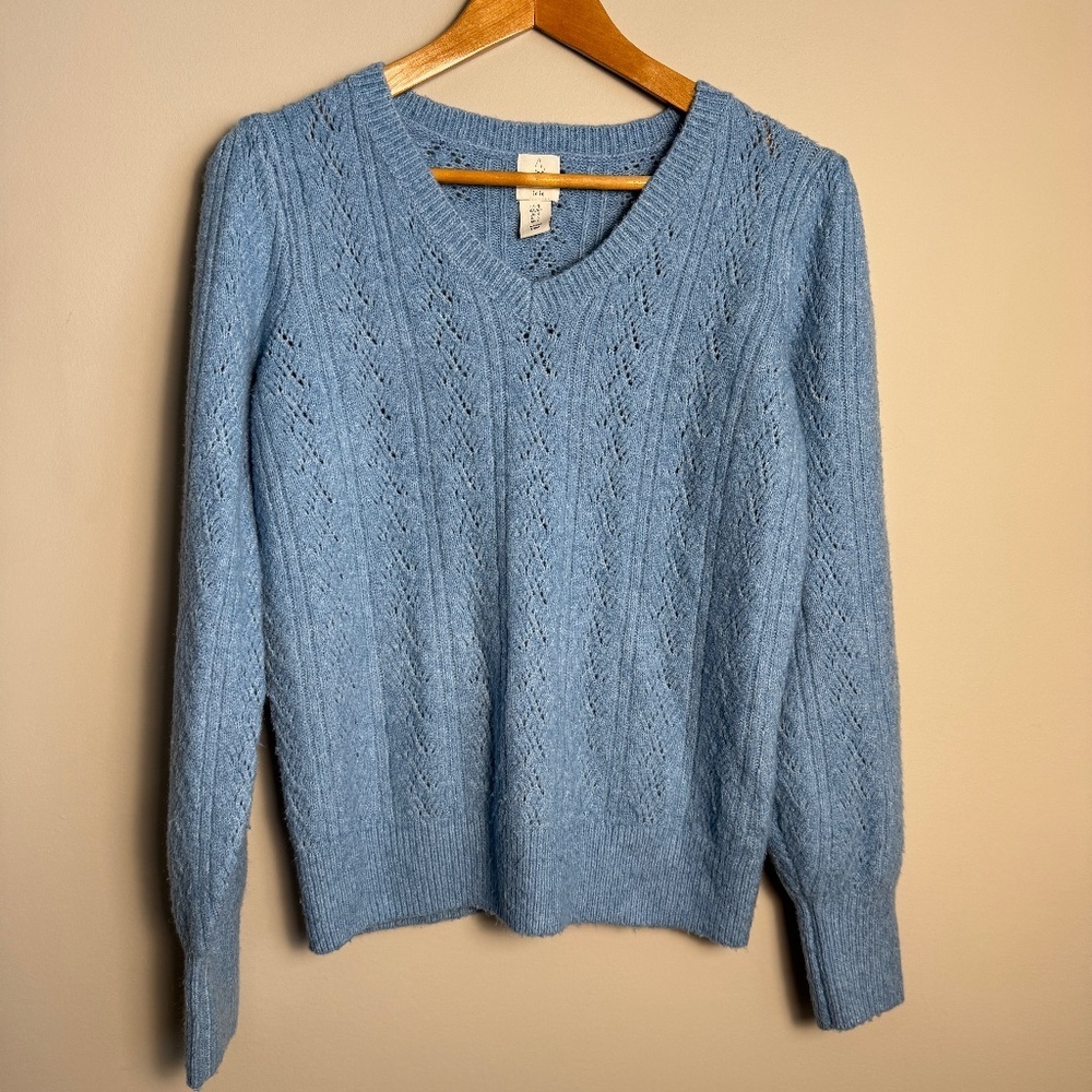 JOIE Women's Long Sleeve Soft Knit Wool Blend Sweater Powder Blue‎ Size Small